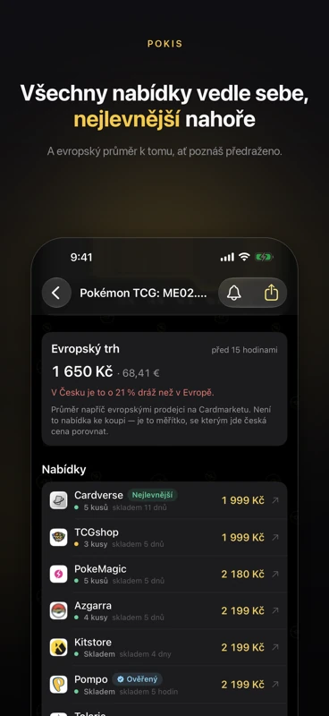 POKIS — všechny nabídky vedle sebe, nejlevnější nahoře